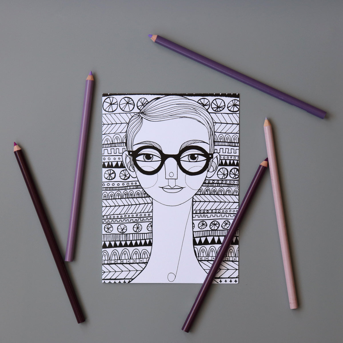 Glasses Girl Greeting Card 4-pack