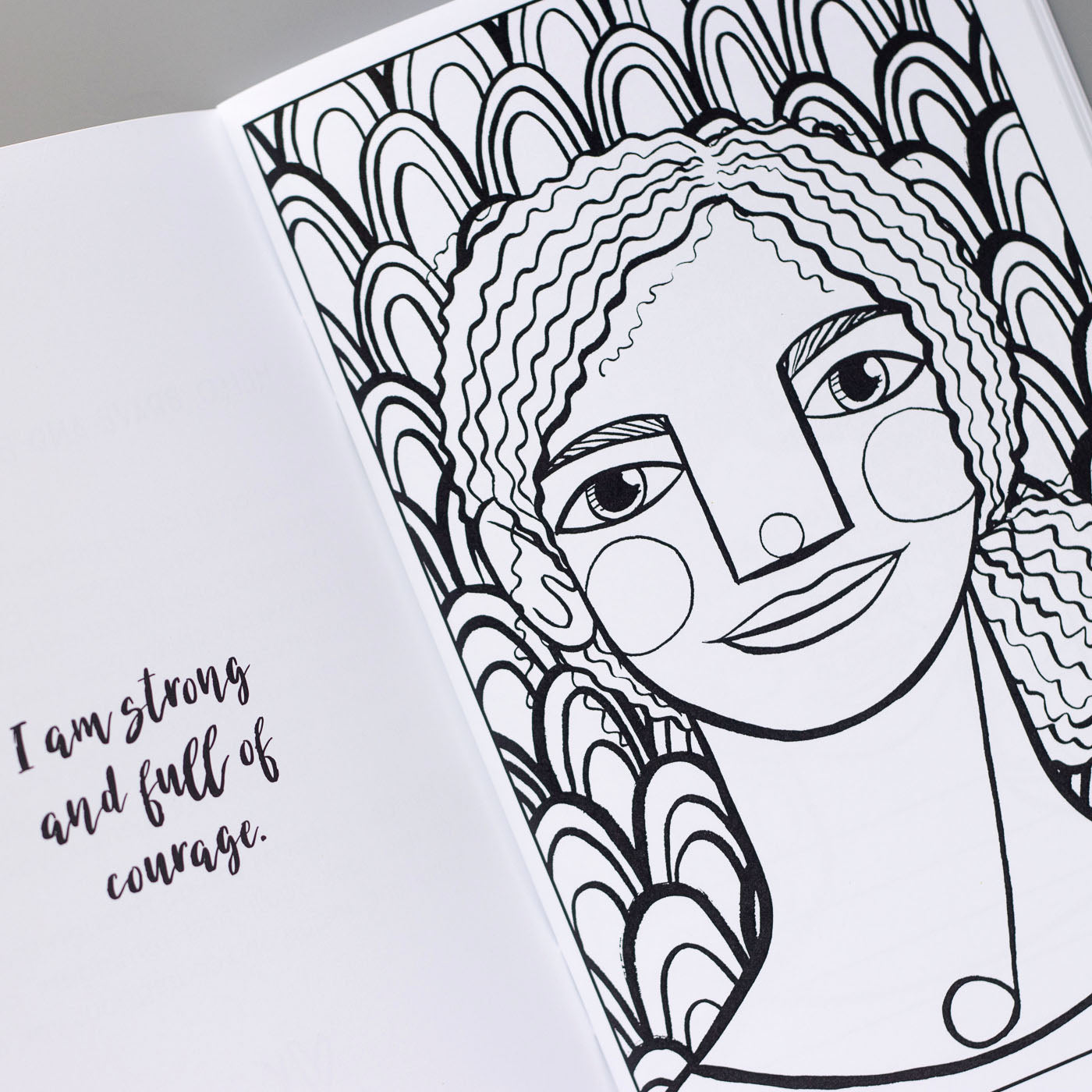 Interior page from the Courageous Coloring workbook, a coloring book for tween and teen girls.