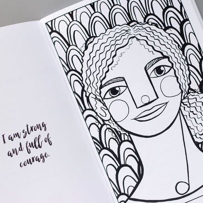 Interior page from the Courageous Coloring workbook, a coloring book for tween and teen girls.