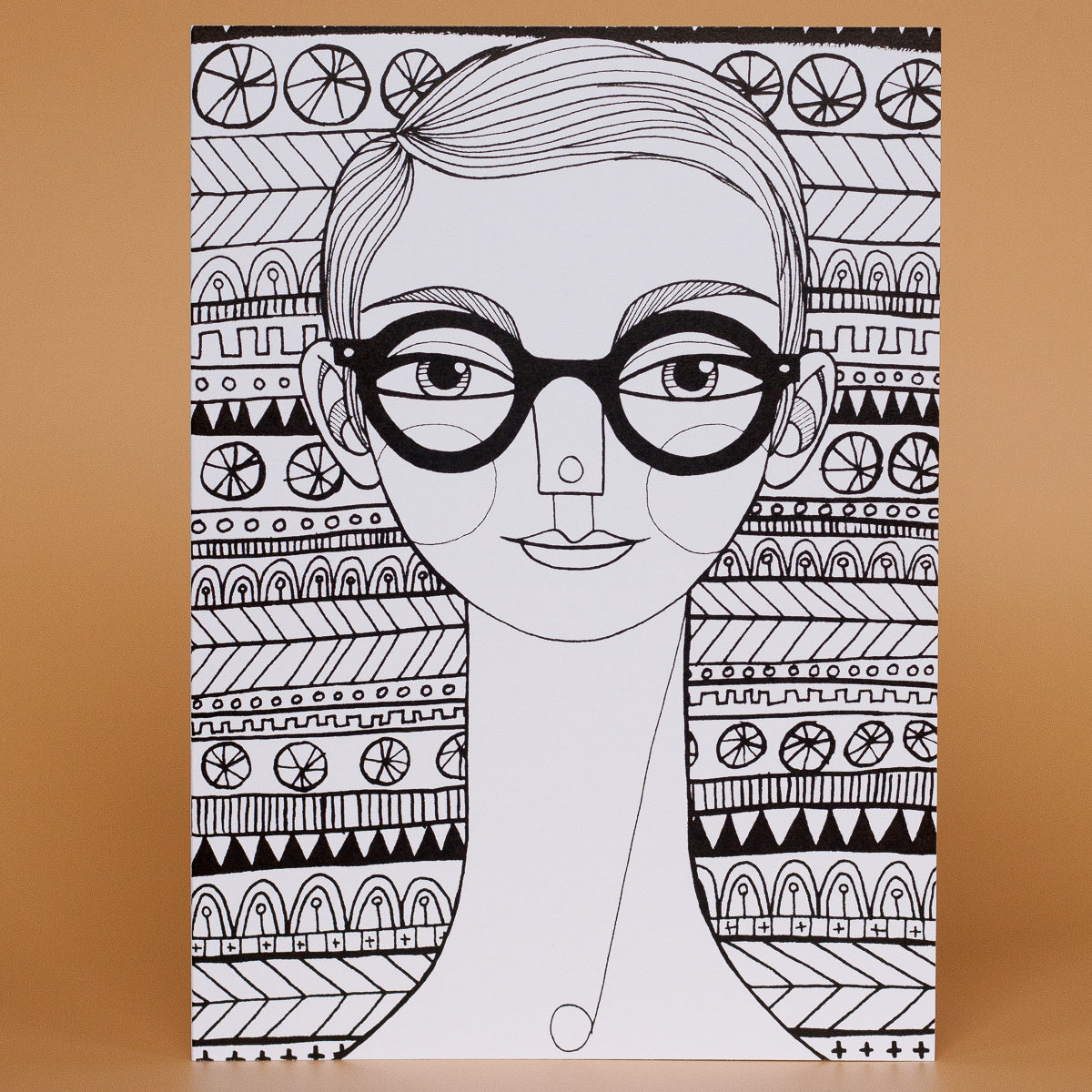 Glasses Girl Greeting Card 4-pack
