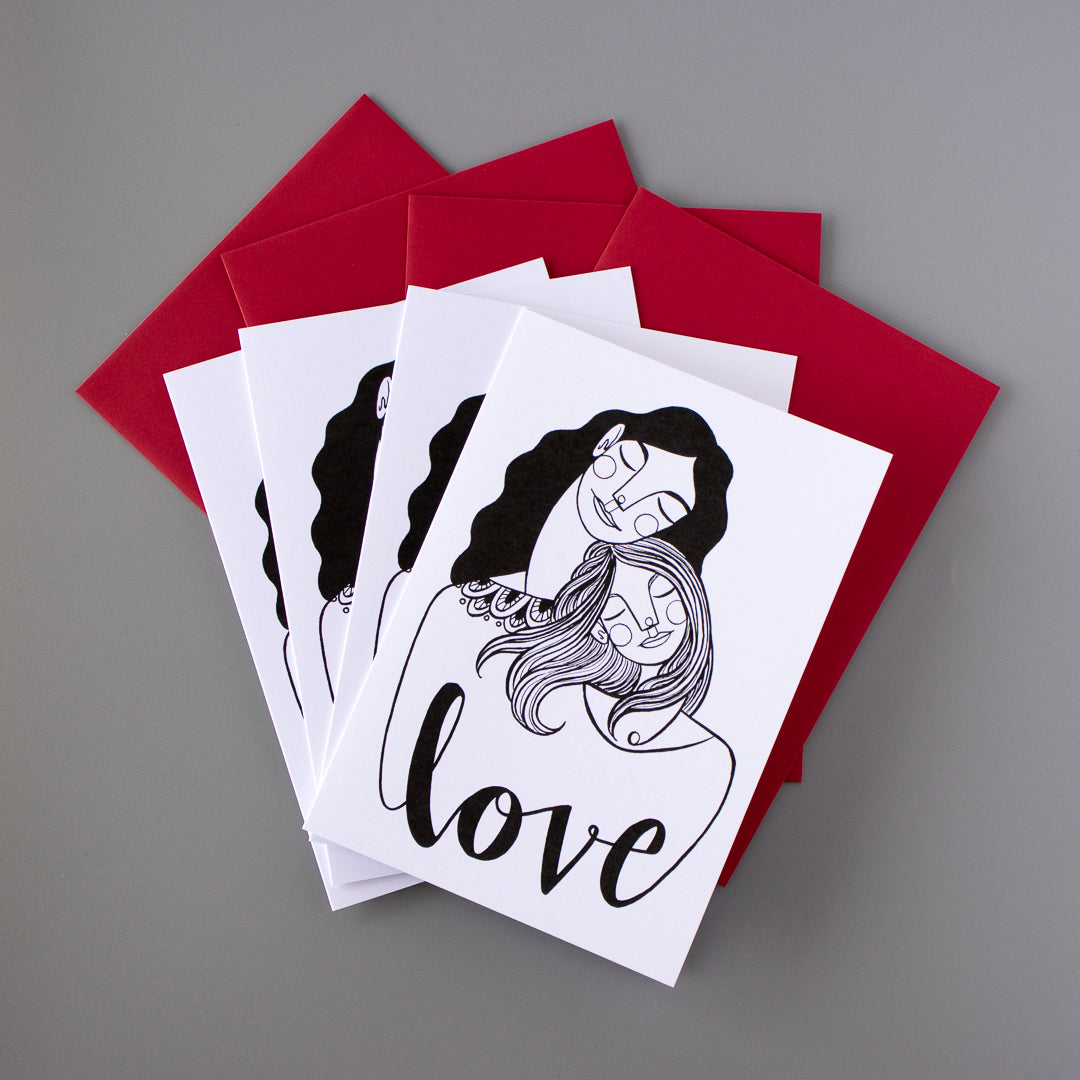 4-pack of "Love" greeting cards with red envelopes. Great for Mother's Day, birthdays, or just because.
